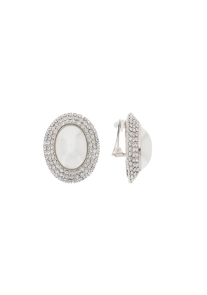 Alessandra rich oval earrings with pearl and crystals - OS Silver