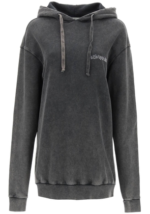 Alessandra rich oversized hoodie with print and rhinestones - M Grey