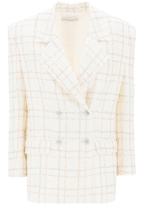 Alessandra Rich oversized tweed jacket with plaid pattern - 40 White