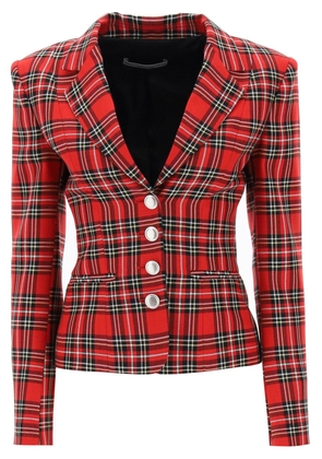 Alessandra rich wool single-breasted jacket with tartan motif - 40 Black