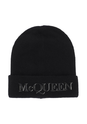 Alexander mcqueen cashmere beanie with logo embroidery - L Black