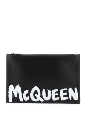 Alexander mcqueen mcqueen graffiti leather flat pouch - OS Black