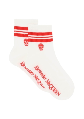Alexander mcqueen stripe skull sports socks - L White