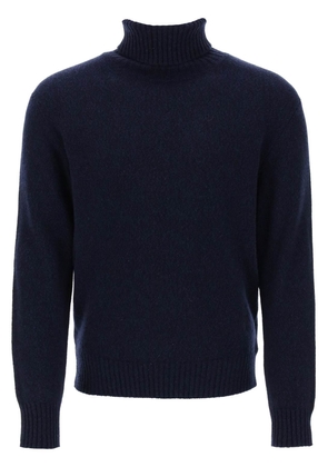 Ami paris melange-effect cashmere turtleneck sweater - L Blue