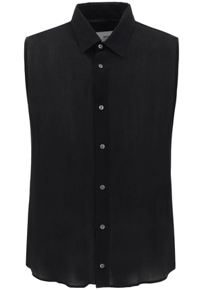 Ami paris textured voile sleeveless shirt - L Black