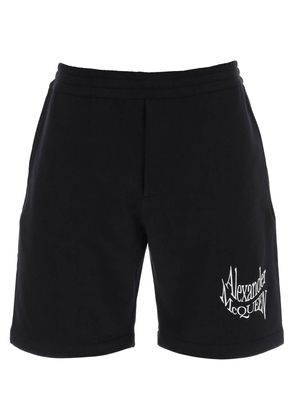 Alexander mcqueen warped logo sweat shorts - L Black