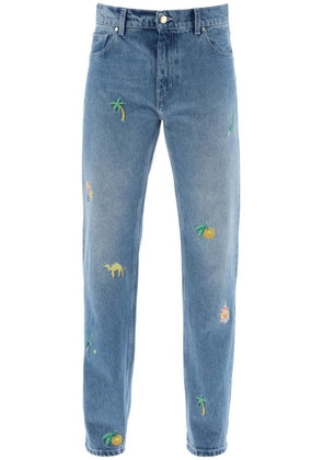 Casablanca embroidered straight jeans - 34 Blue