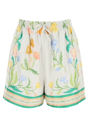 Casablanca larche fleurie silk shorts - 36 White