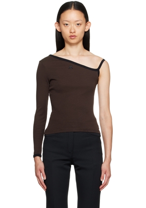 Courrèges Brown Single-Shoulder T-Shirt