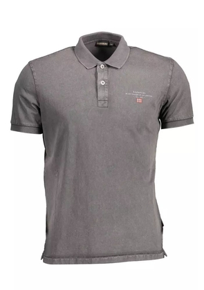 Chic Gray Polo Shirt with Elegant Embroidery - XXL