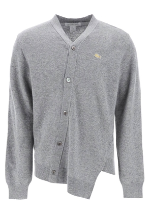 Comme des garcons shirt lacoste asymmetric wool cardigan - L Grey