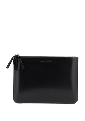 Comme des garcons wallet brushed leather multi-zip pouch with - OS Black