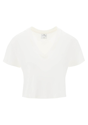 Courreges cropped logo t-shirt with - M White
