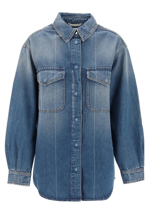 denim overshirt made of recycled cotton blend - L Blue