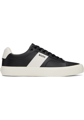 BOSS Black & Off-White Cupsole Contrast Band Sneakers