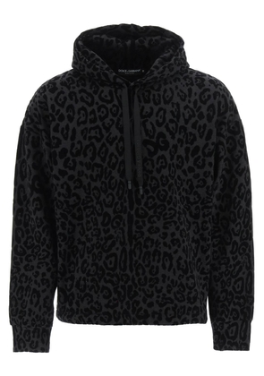 Dolce & Gabbana flocked leopard hoodie - L Black