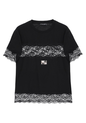 Dolce & gabbana t-shirt with lace inserts - 40 Black