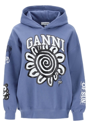 Ganni hoodie with graphic prints - S/M Blue