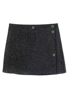 Ganni mini lamé tweed wrap skirt - 34 Black