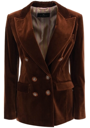 Etro double-breasted velvet jacket - 42 Brown