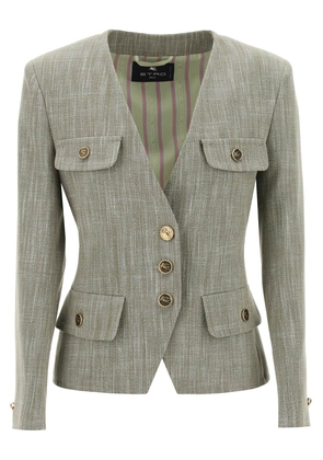 Etro giacca sagomata con spalle imbottite - 40 Green
