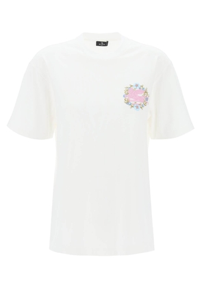 Etro t-shirt con ricamo pegaso floreale - L White