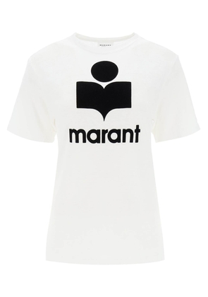 Isabel marant etoile zewel t-shirt with flocked logo - M White