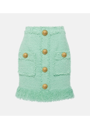 Balmain Fringed tweed miniskirt