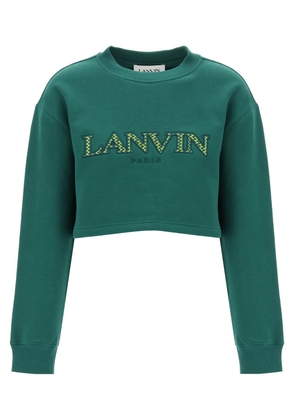 Lanvin cropped sweatshirt with embroidered logo patch - L Green