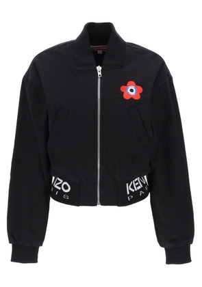 Kenzo target cropped bomber jacket in denim - M Black