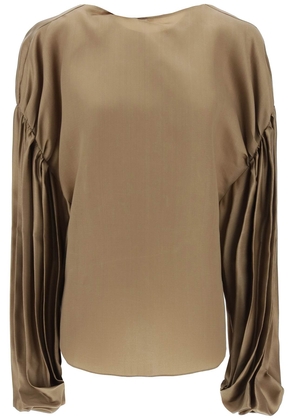 Khaite quico blouse with puffed sleeves - 2 Brown