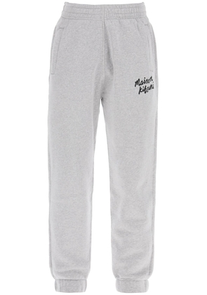 Maison kitsune sporty pants with handwriting - L Grey