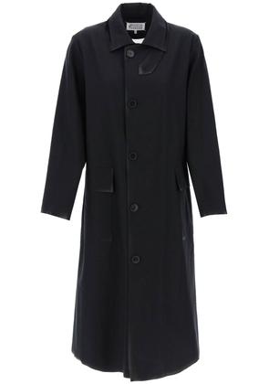 Maison margiela cotton coat with laminated trim details - 40 Black