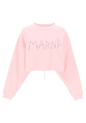 Marni organic cotton sweatshirt with hand-embroid - 38 Rose