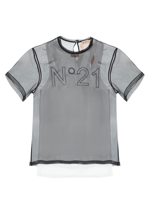 N.21 georgette t-shirt with logo - 44 Black