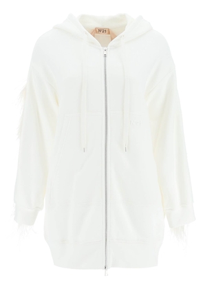 N.21 oversized hoodie with feathers - L White