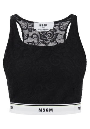 Msgm sports bra in lace with logoed band - 38 Black