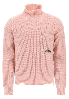 Marni funnel-neck sweater in destroyed-effect wool - 50 Rose