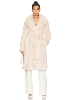 Apparis Mona Plant-based Fur Coat in Cream. Size XL.