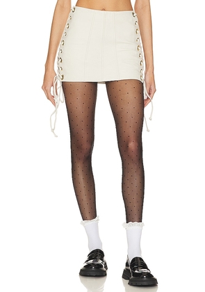 Camila Coelho Juliana Leather Mini Skirt in Ivory. Size XS.