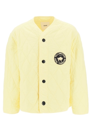 Oamc denali quilted jacket with print and embroidery at back - L Yellow