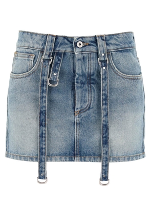 Off-white denim mini skirt with straps - 40 Blue