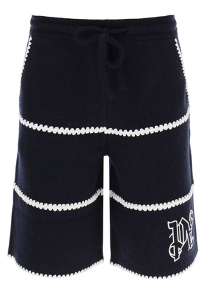 Palm angels wool knit shorts with contrasting trims - M Blue