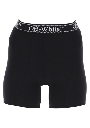 Off-white sporty shorts with branded stripe - M Black