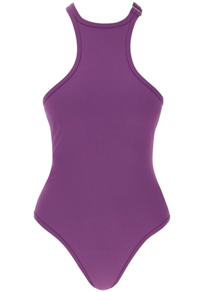 ribbed lycra one-piece swims - M Purple