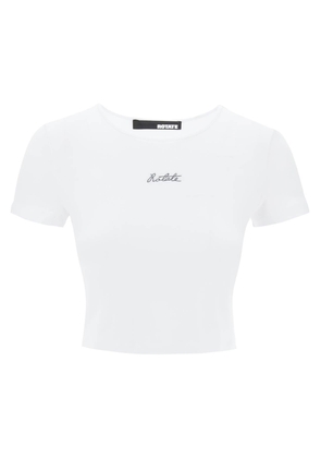 Rotate cropped t-shirt with embroidered lurex logo - 34 White