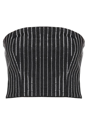 Rotate cropped top with sequined stripes - 38 Black