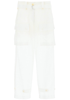Sacai monogram lace cargo pants - 1 White