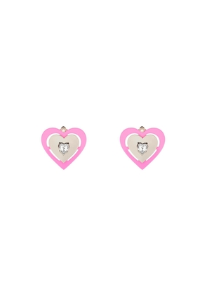 Saf safu pink neon heart clip-on earrings - OS Silver