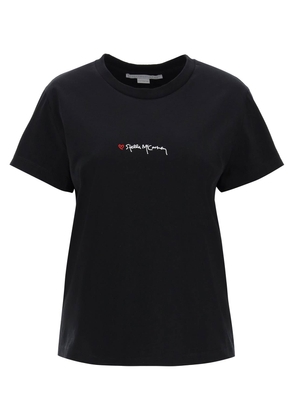 Stella mccartney t-shirt with embroidered signature - S Black
